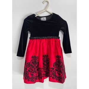 Rare Editions girls dress festive red black holidays size 4T